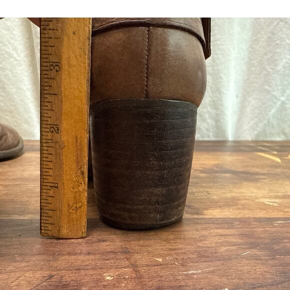 Naya Virtue Brown Leather Ankle Boots Women's Size 6 1/2 Buckle Zip Western Boho - Picture 5 of 14
